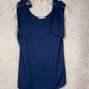 Navy Blue Shirt with Bows on Shoulders